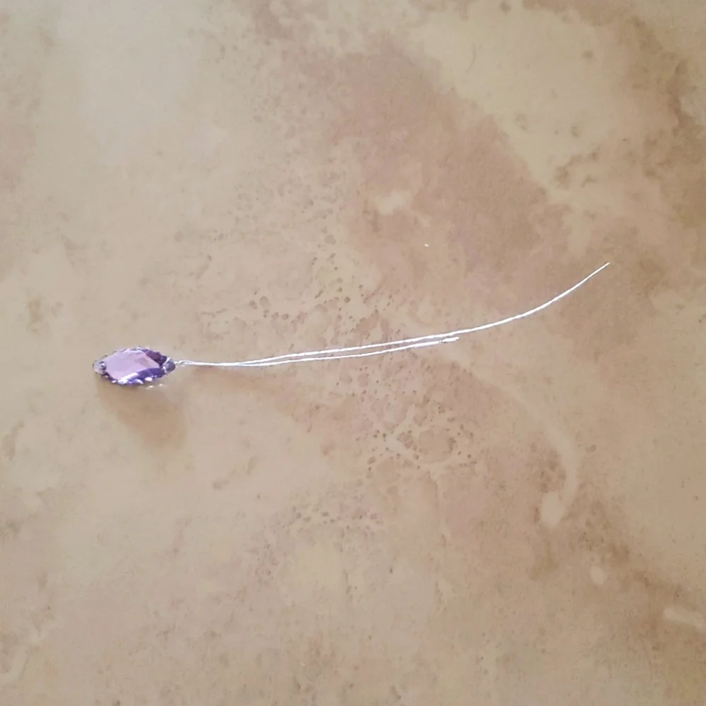 Elegant Purple & Silver Glass Leaf On Floral Wire